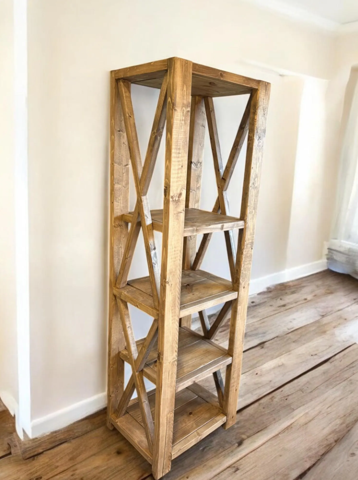 Tall Bookcase - Farmhouse Style Shelving - Special Walnut Brown - Tall Shelving Unit - Kitchen, Livingroom, or Office