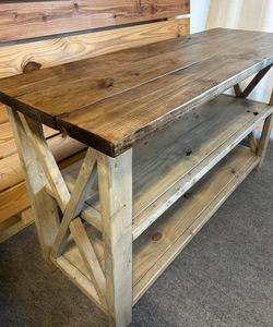 Wooden Buffet or Sideboard - Gray, Provincial Brown - Three Tier Shelving - Entertainment Stand, Entryway Decor - Farmhouse Style