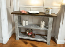 Load image into Gallery viewer, Farmhouse Console Table (Dark Walnut, Distressed White)
