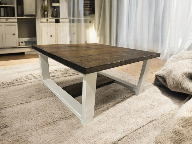 Large Modern Coffee Table (Dark Walnut, Antique White)