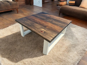 Large Modern Coffee Table (Dark Walnut, Antique White)