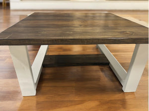 Large Modern Coffee Table (Dark Walnut, Antique White)