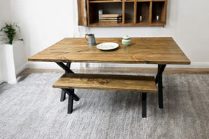 6ft Industrial Table with Bench and Chair Options (Roanoke, Black)