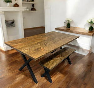 6ft Industrial Table with Bench and Chair Options (Roanoke, Black)