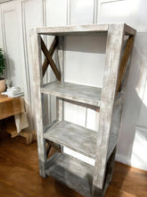 Load image into Gallery viewer, Handmade Wooden Bookcase - Shelving Unit - Gray, Distressed White - Office, Living Room Furniture
